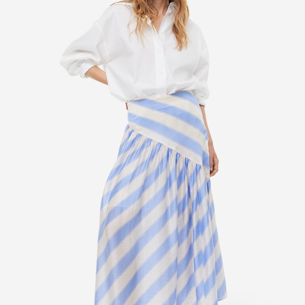H&M Asymmetrical Blue and White Skirt